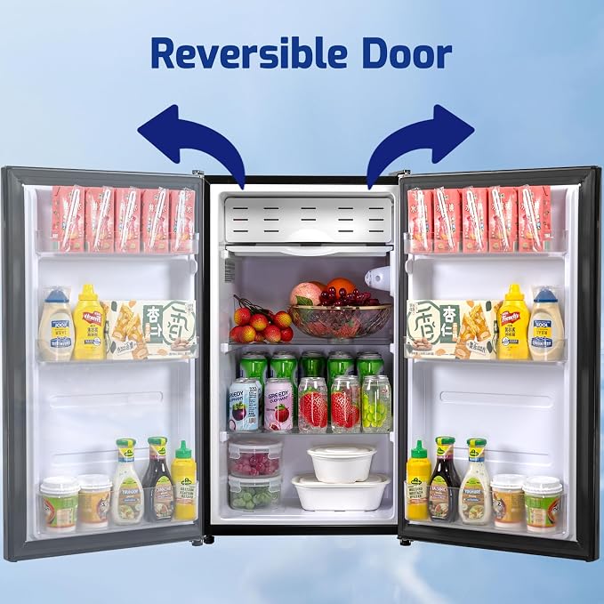 Smad Dorm Fridge 3.2 Cu.Ft, Compact Refrigerator with Freezer, Office Fridge with Chiller Box, Single Door Office Refrigerator 7 Levels Temperature Control, Low Noise