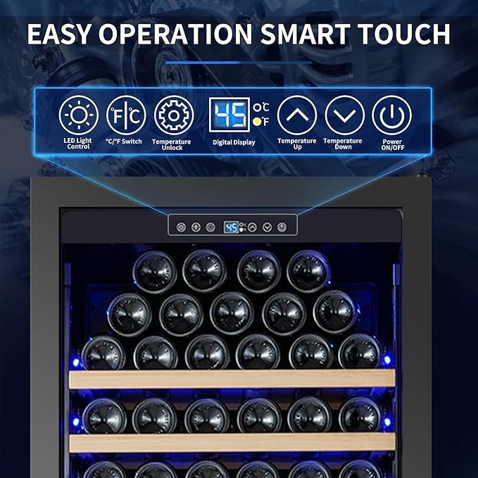 200 Bottle Upgrade Wine Cooler Refrigerator - 24 Inch Large Capacity Wine Fridge Built-In Freestanding, with Quiet Compressor, Professional Temperature Control & Wine Cellar - Black