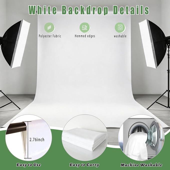 White Photography Backdrop for Photoshoot, Photo Backdrop Curtain