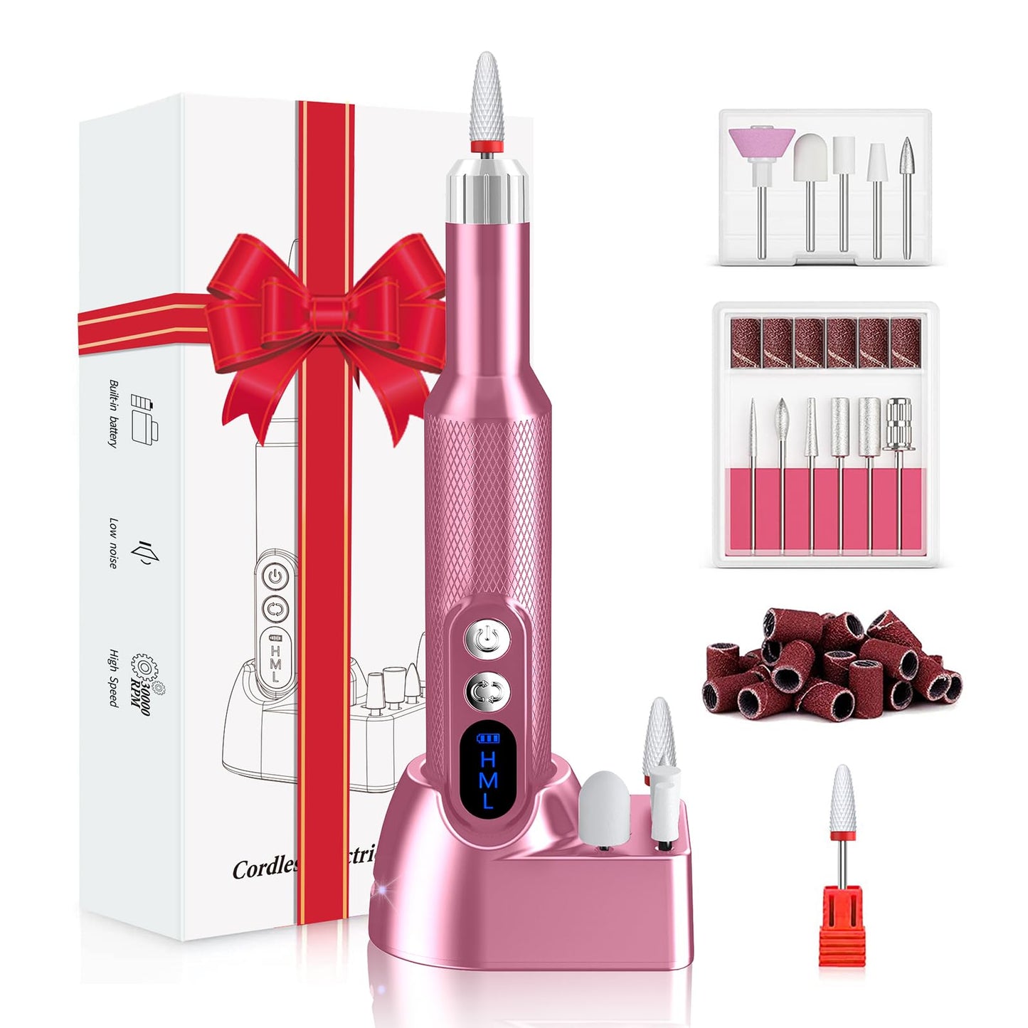 Punolazy Electric Nail Drill - Nail Filer For Acrylic Nails Professional, Manicure Pedicure Polishing Shape Tools For Home Salon