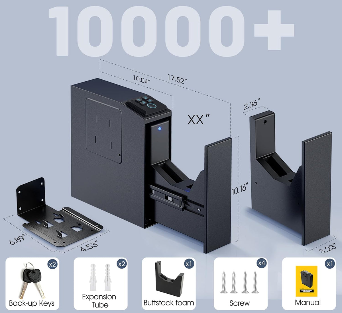 ORARAER Biometric Gun Safe - 4 Ways to Unlock with Fingerprint, Key & PIN Code | Compact Nightstand Pistol Lock Box