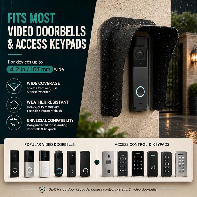 Ring Doorbell Cover Weatherproof, Large Metal Ring Doorbell Protector, Access