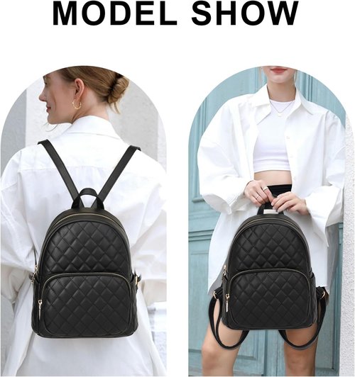 KL928 Quilted Mini Backpack - Stylish PU Leather Satchel Bag for Women | Small Casual Daypack