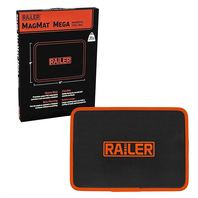 Railer Exta Large Magnetic Tool Mat for Mechanics – Flexible Magnetic Mat Holds 35 lbs. Heavy Duty Magnet Pad & Magnetic Work Mat – Non-Slip Magnetic Tool Pad for Auto Repair & Shop