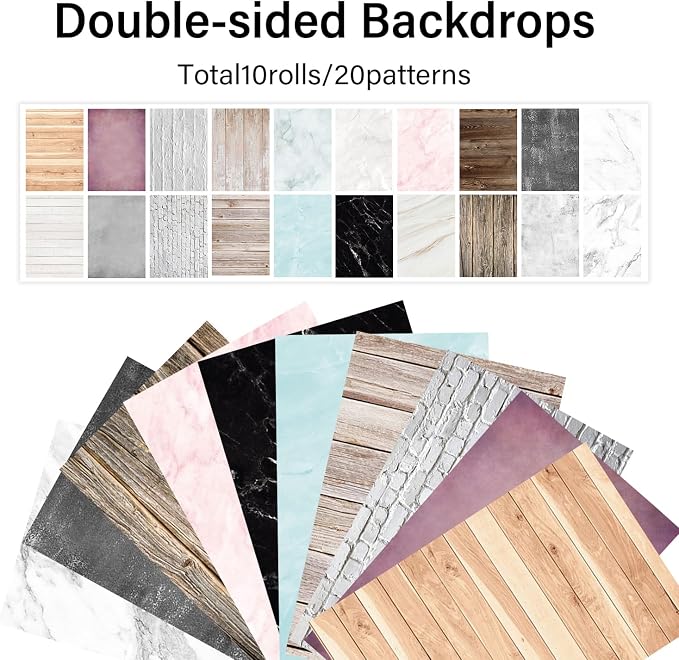 Photo Backdrop 10Pcs 20Patterns Small Product Photography Backdrops Kit Food