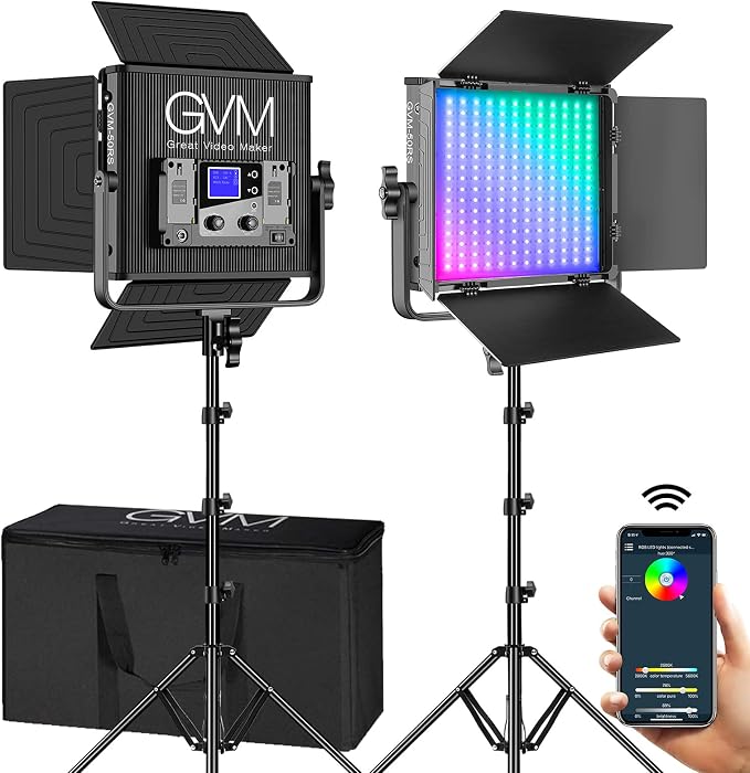 GVM 50RS RGB LED Video Light, 50W Video Lighting Kit