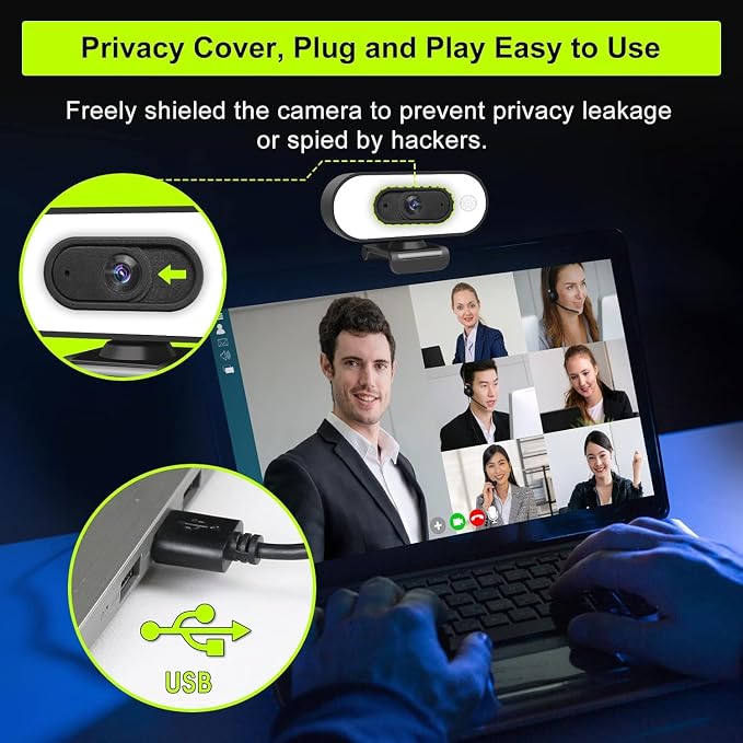 Webcam with Ring Light Microphone