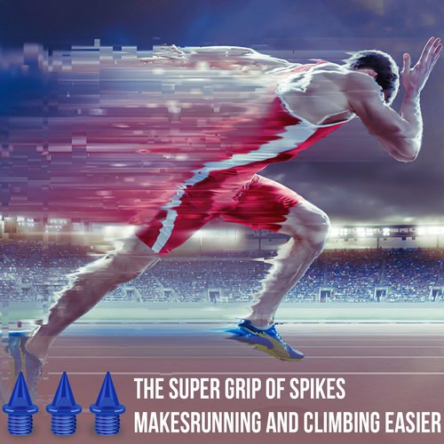 JULMELON 120pc 1/4" Carbon Steel Track Spikes with Spike Wrench, Replacement Spikes for Sprint, Short Running Track Shoes (Blue)