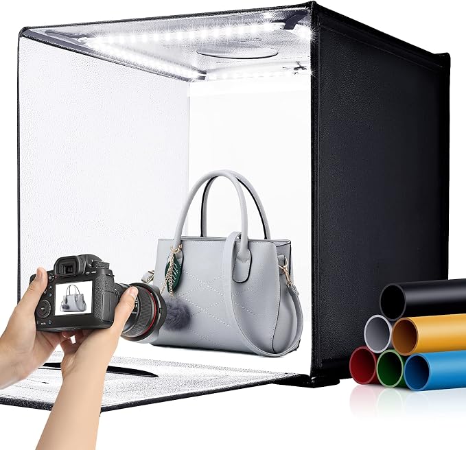 24"x24" Photo Studio Light Box for Photography, Foldable Bi-Color Dimmable