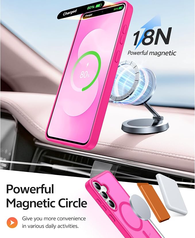 FNTCASE for Samsung Galaxy S25 FE Case: Magnetic Translucent Matte Military