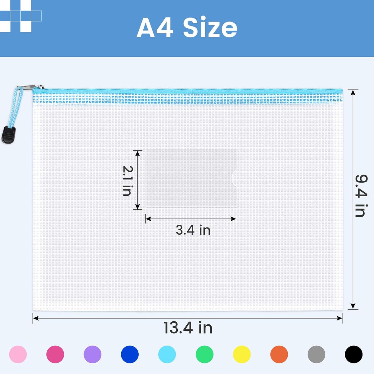 Sooez 20 Pack Mesh Zipper Pouch Bags, A4 Letter Size, Classroom Zipper Bags
