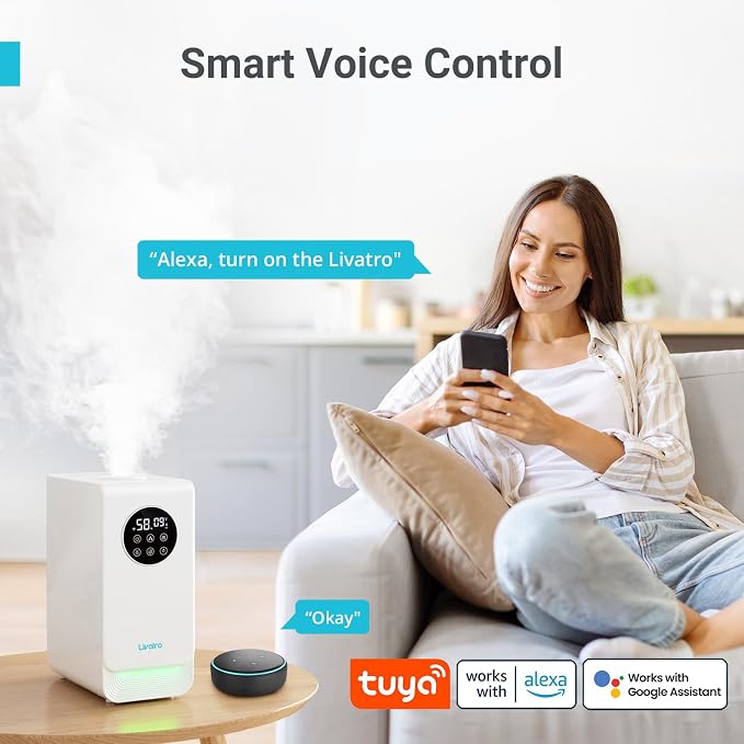 6L Smart Humidifier for Large Room, Warm & Cool Mist with Top Fill Design, Alexa & App Control, Essential Oil Compatible, Ideal for Bedroom and Plants