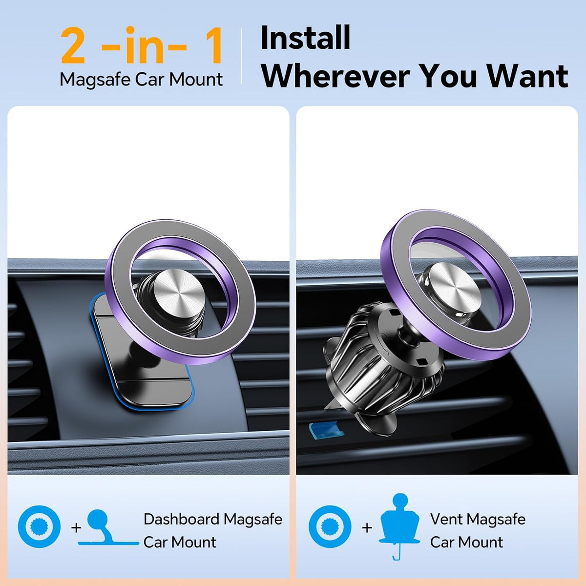 Kaistyle for Magsafe Car Mount【20 Strong Magnets】Magnetic Phone Holder for Car Phone Holder Mount Dash Mounted Holders Cell Phone Holders for Your Car Accessories for Women Men for iPhone 17 16 15 14