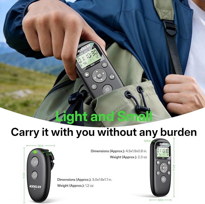 AODELAN Rechargeable Camera Timer Intervalometer Remote Control