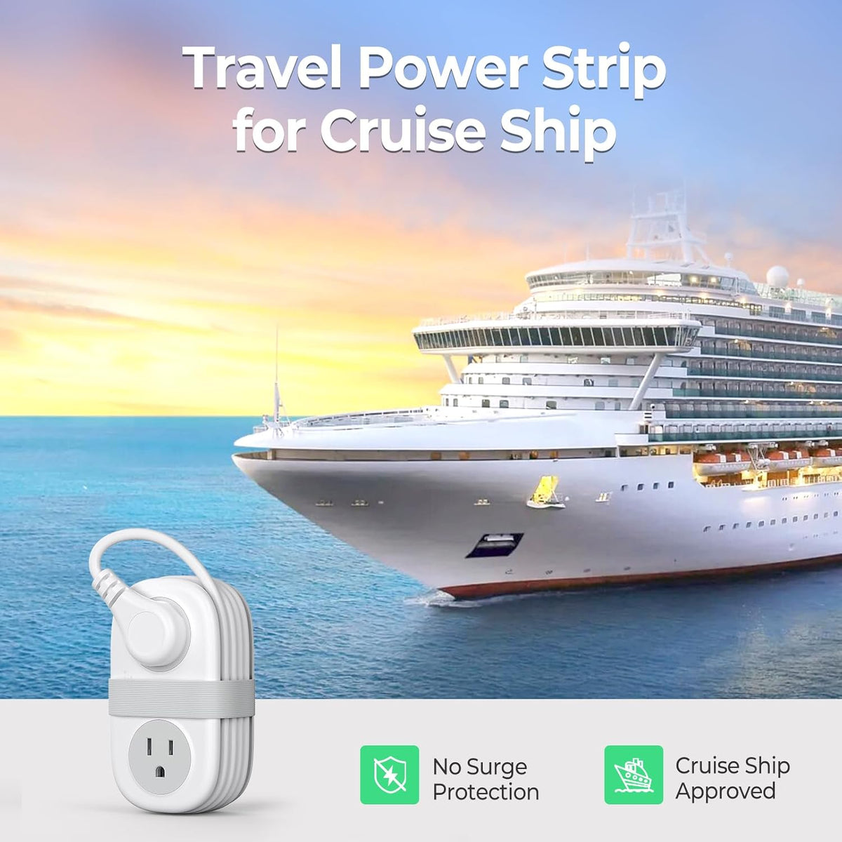 ORICO Travel Power Strip - 4 Outlets & 3 USB Ports (1 USB-C) | Compact 4FT Extension Cord for Hotels & Cruises