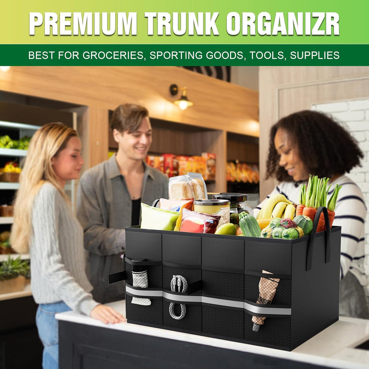 K KNODEL Trunk Organizer for Car, SUV, Truck and Sedan (Small, Black)