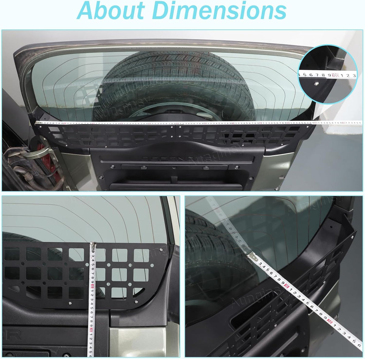 Car Rear Tailgate Window Molle Storage Panel Shelf Compatible with Land Rover Defender 90/110/130 2020-2025 2026, Rear Trunk Door Window Organizer Storage Bracket Cargo Rack Modular System Accessories
