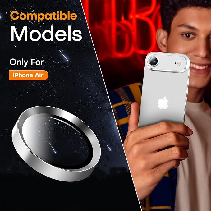 Camera Lens Protector for iPhone Air, Tempered Glass Metal Individual Camera