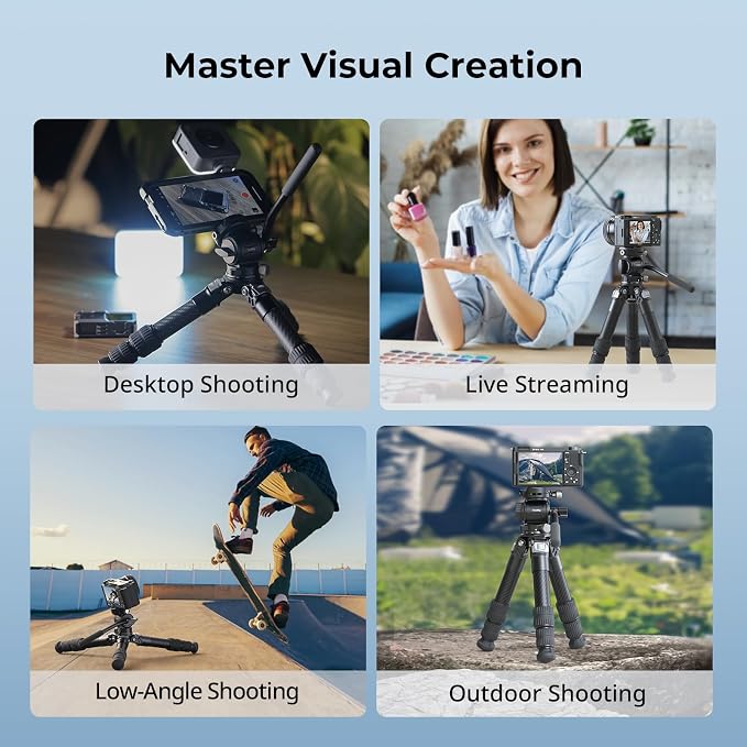 SmallRig Portable Carbon Fiber Tabletop Tripod Kit, Built-in QR Plate