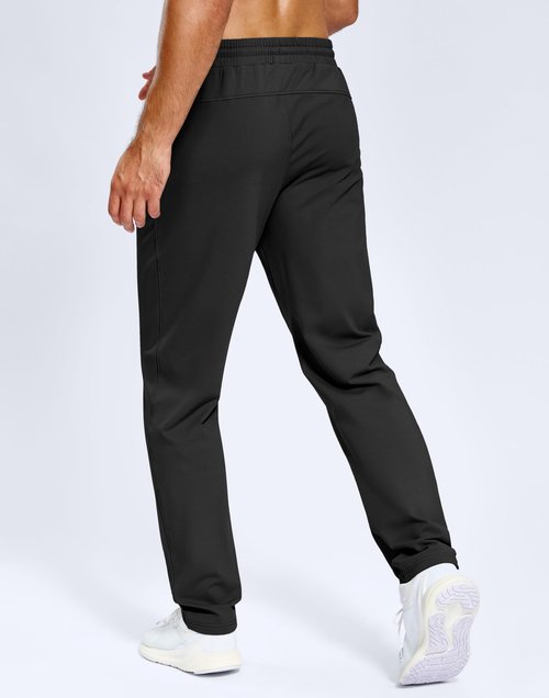 Men's Fleece Lined Winter Pants 32"/34"/36" Inseam Tall Sweatpants with Zipper Pockets Warm Athletic Joggers Men(Black,34-XL)