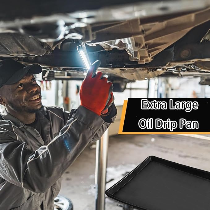 GearUp 3Pcs Auto Oil Drip Pan Extra Large Oil Drip Pan for Under Car to Keep Garage Floor Show Room Driveway Safe and Clean(35.4 x 24 x 1.6 inch) (3PCS)
