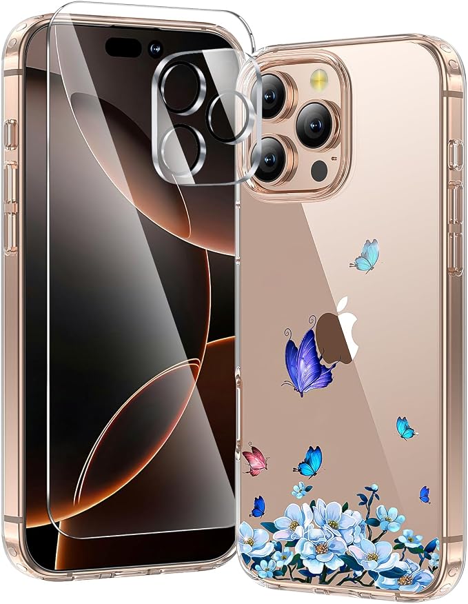 toushion 3 in 1 for iPhone 16 Pro Case Clear, Screen Protector *1 & Camera Lens