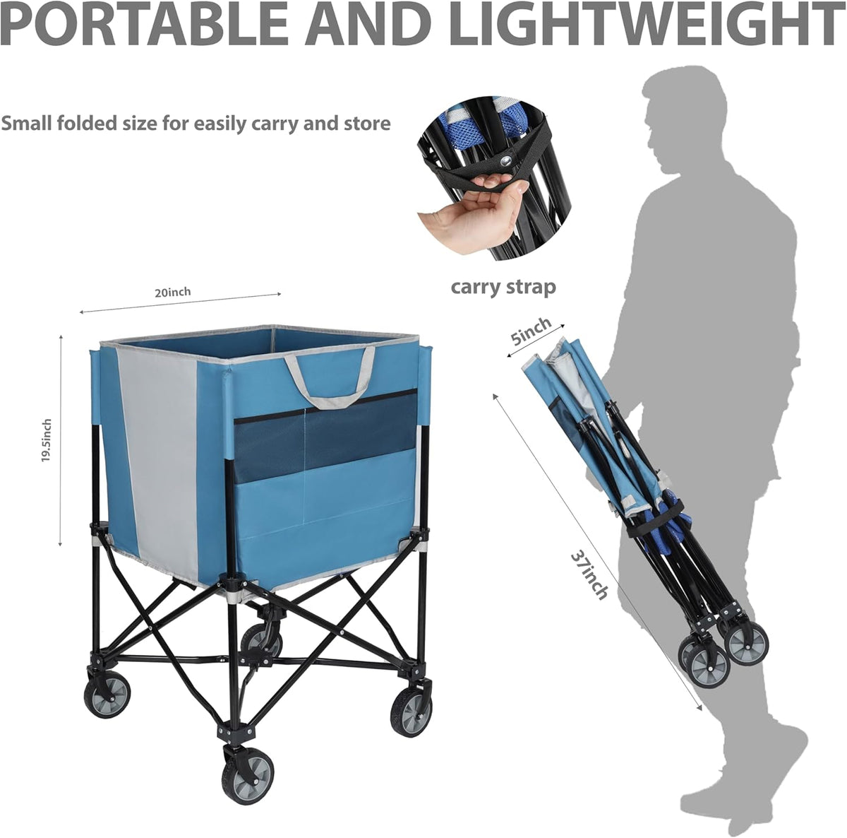 ZeHuoGe Rolling Ball Storage Cart - Collapsible Sports Equipment Organizer with Wheels | Multi-Sport Family Gym