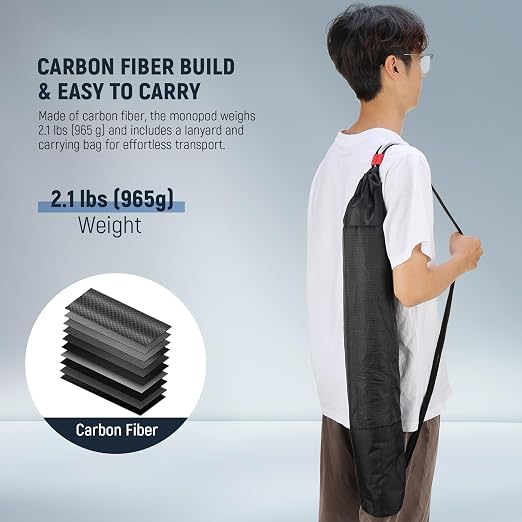 NEEWER 67.7" Camera Monopod Stand, Lightweight Carbon Fiber Travel Tripod