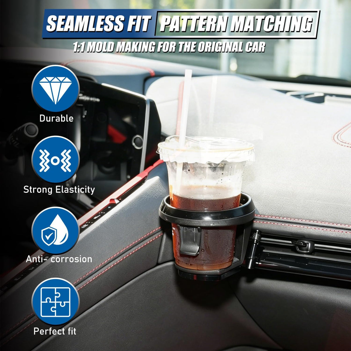 Car Cup Holder for Corvette C8 Stingray Z51 2020+,for C8 Z06 2023+/E-ray 2024+,Center Console Dashboard Expander Mug Drink Holder Insert Door Expansion CupHolders Water Bottle Accessories