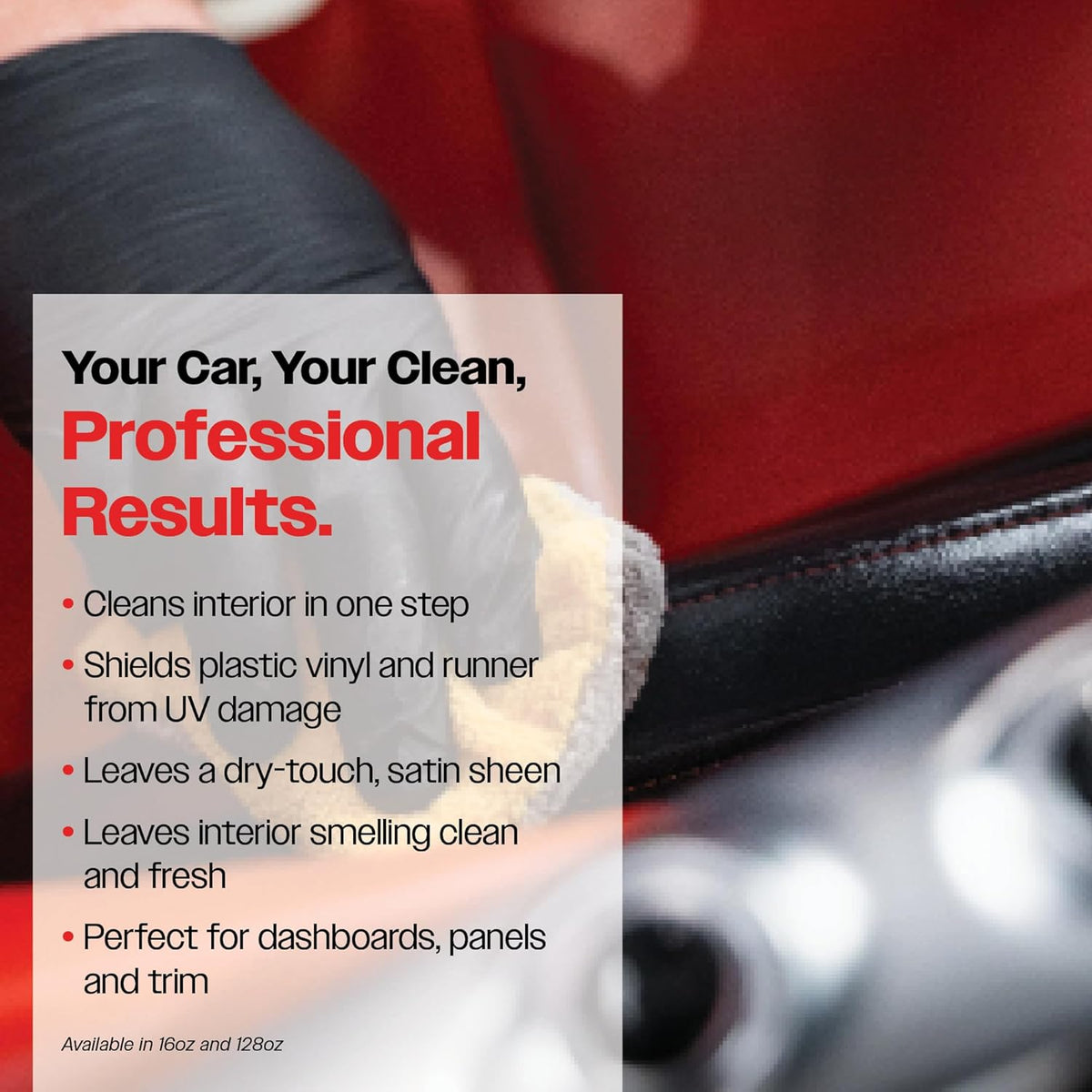 Malco Clean and Shine Interior Car Cleaner and Dressing - Best Interior Car Care to Restore Leather Plastic and Vinyl / 1 Simple Step To Clean, Condition, and Protect/Non-Glare Satin Finish (125901)