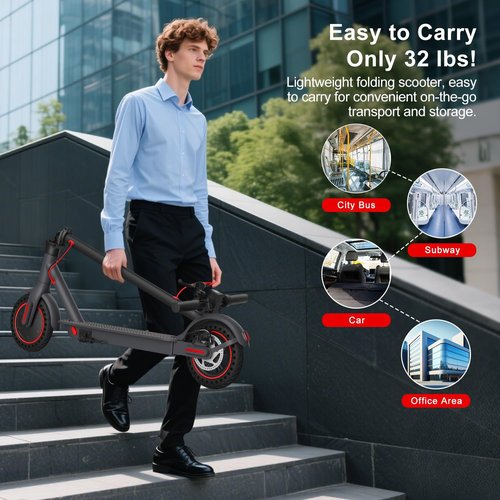 **Skiennix Electric Scooter - 500W Power, 18MPH Speed, 12-18 Miles Range, Foldable Design, Dual Braking**