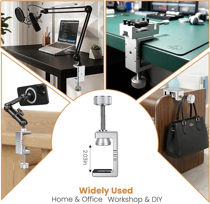 Heavy Duty C Clamp & Desk Clamp, Aluminum Alloy Table Mount