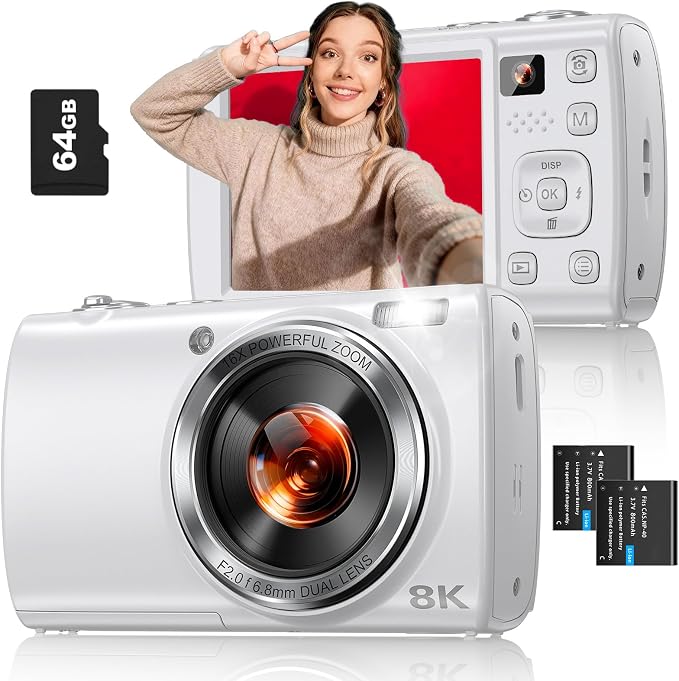 8K Digital Camera for Photography, 88MP WiFi Vlogging Camera for YouTube