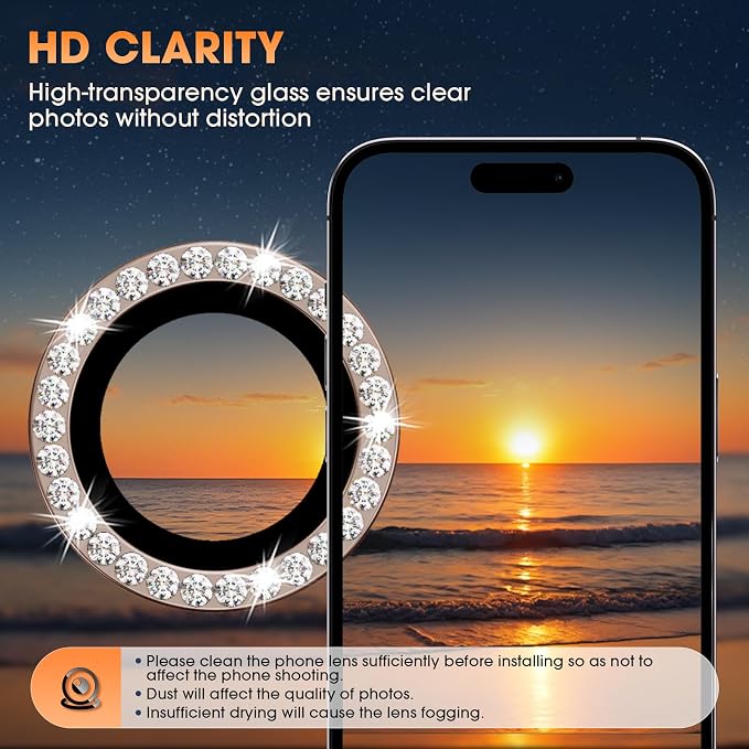 for iPhone 16 Pro/16 Pro Max Camera Lens Protector Bling Individual Metal
