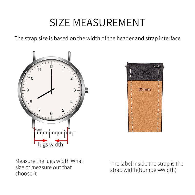 SEURE Quick Release Watch Band,Top Genuine Leather Watch Straps 19mm 20mm 21mm 22mm 24mm for Men and Women (22mm, Dark brown-Black)