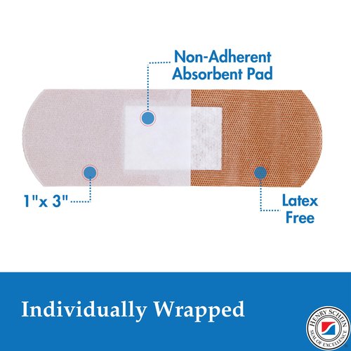 Henry Schein Sterile Adhesive Fabric Bandages, 1" x 3" – Box of 400 Flexible, Breathable Strips – Soft, Stretchable Wound Covers for First Aid, Medical Use, Clinics & Emergency Kits