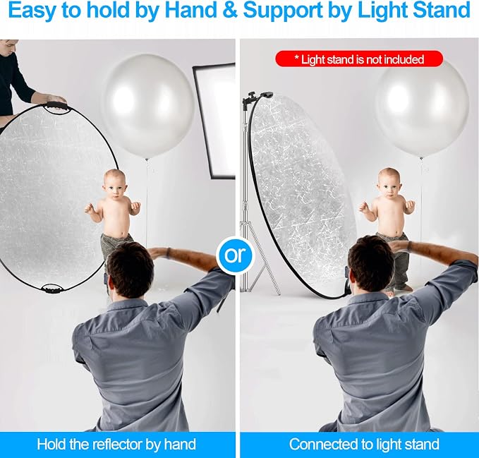 Wellmaking 43Inch/110cm Photography Light Reflector, Portable Foldable 5 in 1