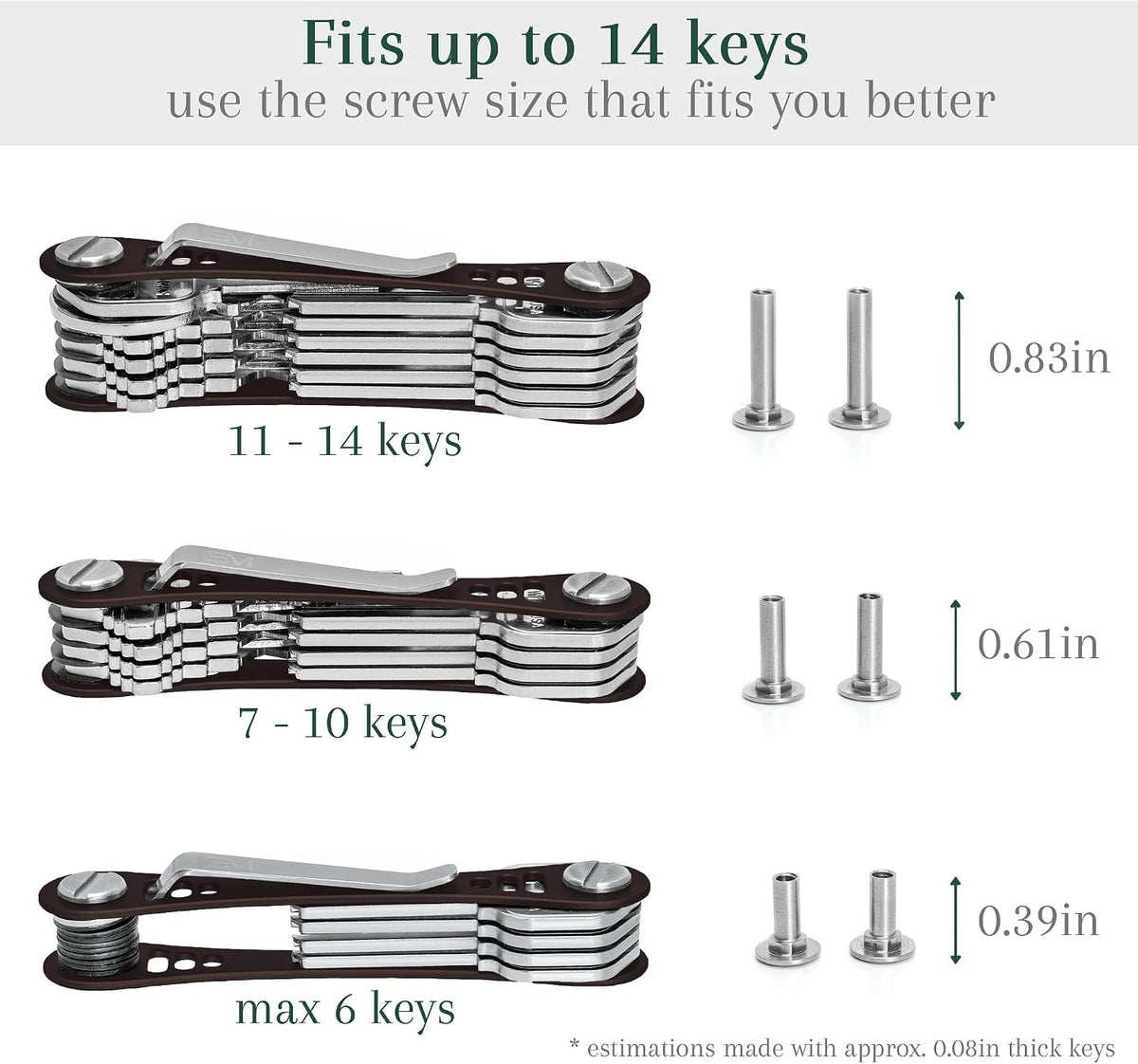 EM Compact Key Holder, Pocket Key Organizer, 14 Keys Key Bar