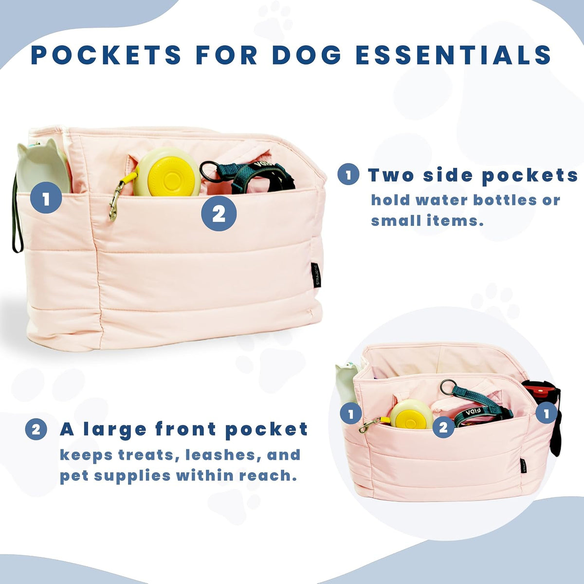 Lightweight Puffy Dog Purse Carrier for Small Dogs, Pink