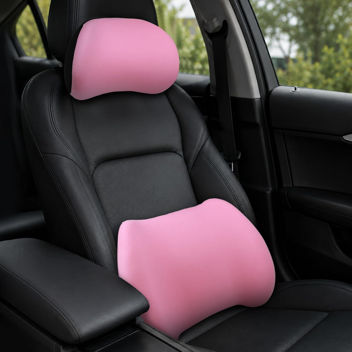 2PCS Car Neck Pillow and Lumbar Support Pillow Set, Ergonomic Memory Foam Back & Neck Support Pillows for Car Seat, Office Chair, Driver Head & Back Cushion and Pain Relief (Blue)