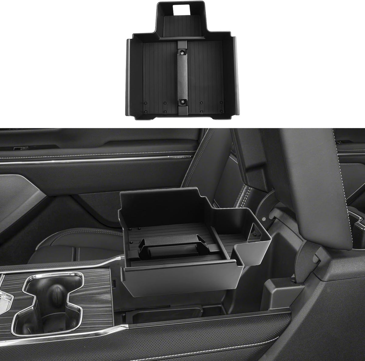 ECOZEN Lower Center Console Organizer For 2024-2026 Chevy Silverado EV/2024-2026 GMC Sierra EV Accessories - Armrest Storage Box With Handle For Silverado EV WT & Sierra EV Denali - Not For ICE Trim