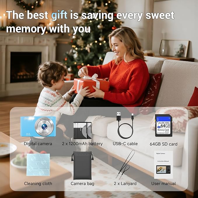 SMARTKLIK Digital Camera for Teens, FHD 4K 44MP
