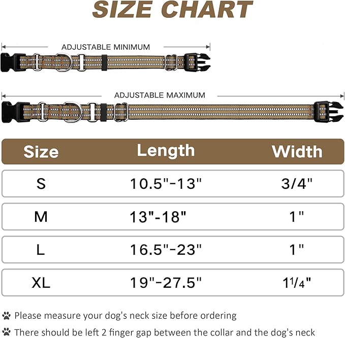 Martingale Dog Collar, Adjustable Nylon Reflective Collar with Buckle No Pull Dog Collar for Small Medium Large Dogs (Army Green S)
