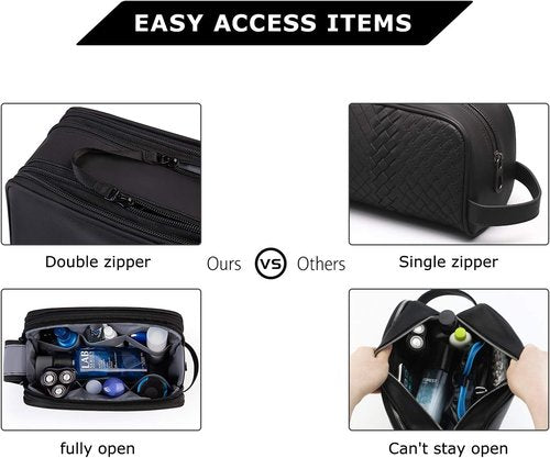 BAGSMART Toiletry Bag - Water-Resistant Travel Organizer Dopp Kit for Men | Medium Black