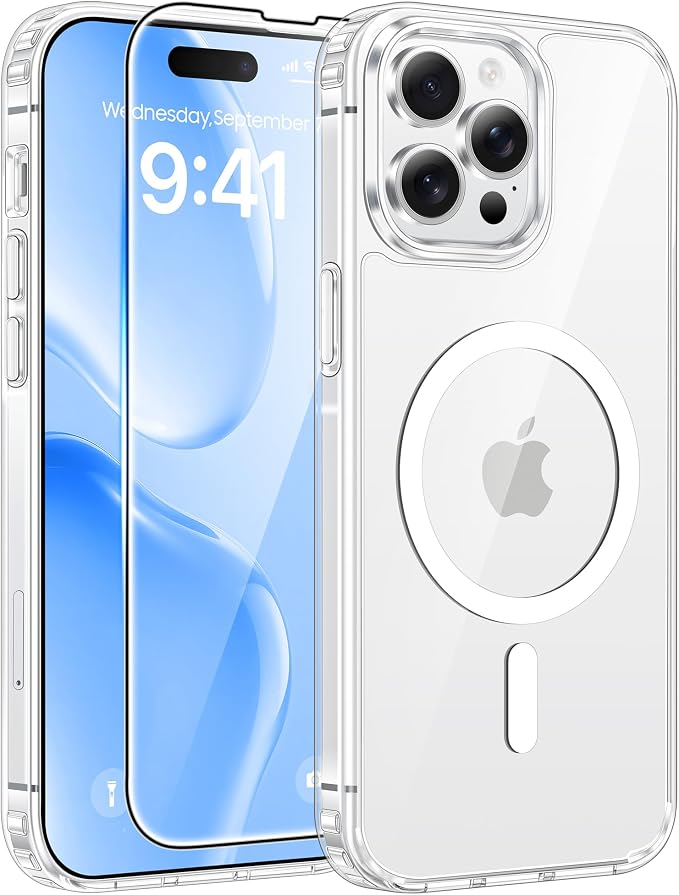 FNTCASE for iPhone 14 Pro Case: Anti Yellowing Transparent Clear Magnetic Phone