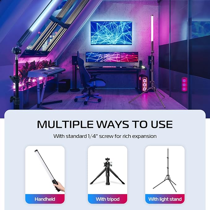 ULANZI VL119 Handheld Light Wand, 360° RGB LED Video Light Stick
