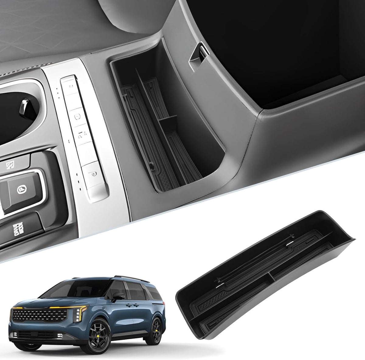 SKTU for 2025 2026 2027 Kia Carnival Center Console Organizer for 2025-2027 Kia Carnival (LX/LXS/EX/SX/SX Prestige) Front Console Tray Kia Carnival 2025 2026 2027 Accessories Front Console Organizer