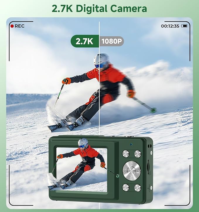 Digital Camera, 56MP Dual Screen Autofocus Vlogging Camera, 16X Zoom Point and