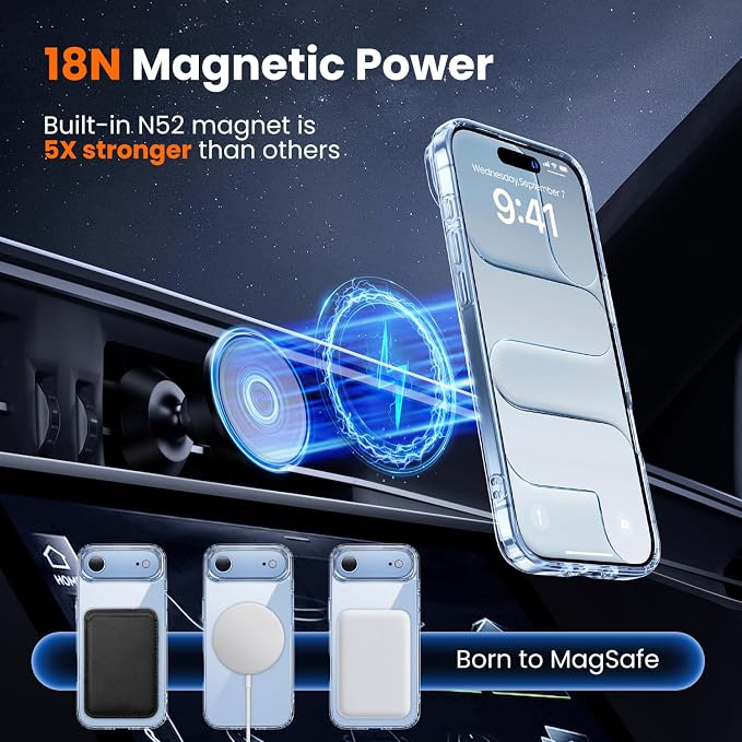 toushion 3 in 1 for iPhone Air Case Clear, Fits MagSafe, Not Yellowing