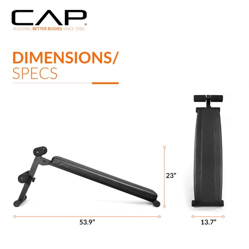 CAP Barbell Sit Up Bench – Adjustable Decline Ab Bench for Home Gym – Multi-Purpose Slant Board for Core Strength, Sit-Ups, and Full-Body Workouts